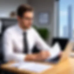 A visual representation of a candidate reviewing notes and preparing for an interview