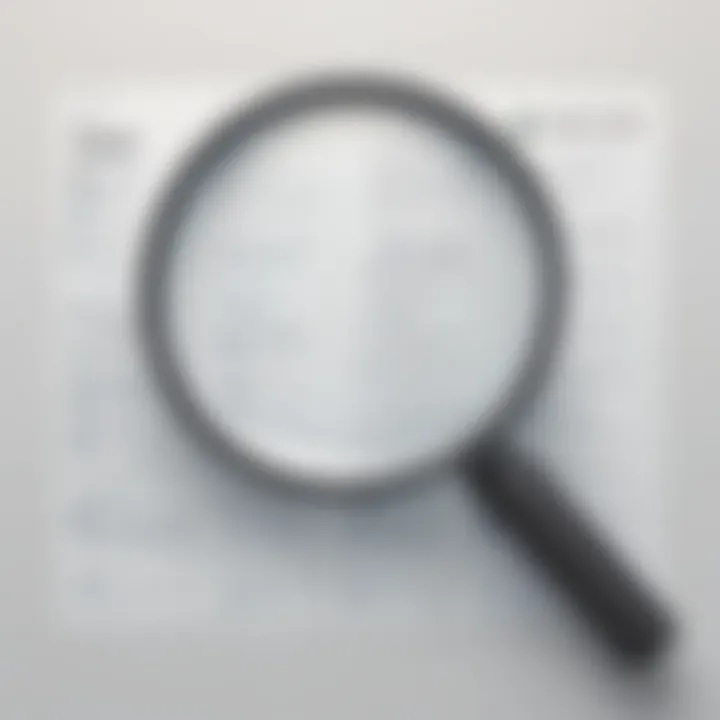 Magnifying glass analyzing resume details