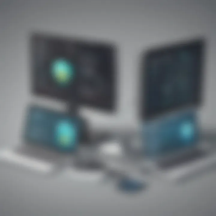 Illustration of secure communication between two computers via VPN