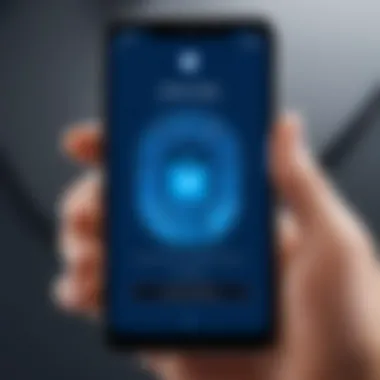 Illustration demonstrating secure login process with biometric verification