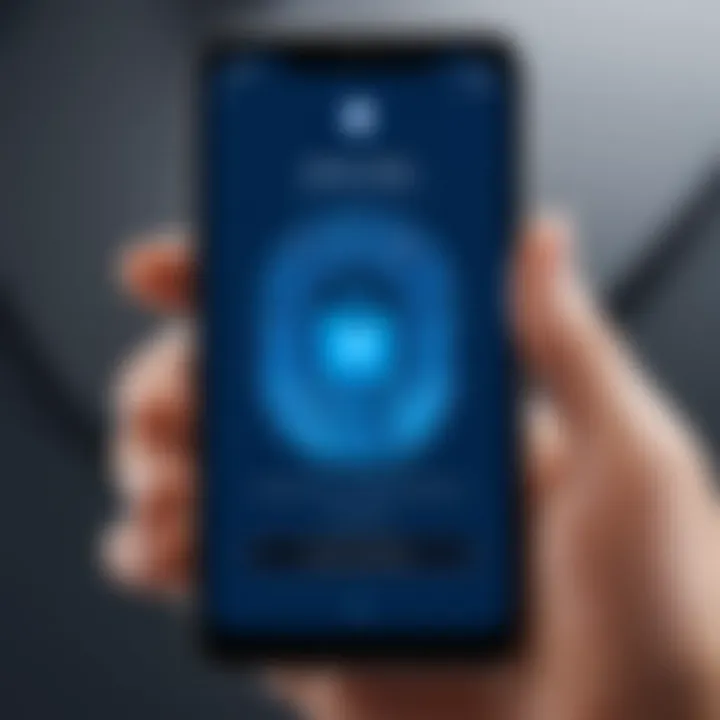 Illustration demonstrating secure login process with biometric verification