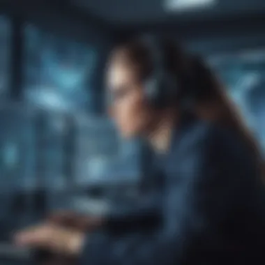 Cybersecurity Threat Monitoring in Security Operation Center Security analyst monitoring cybersecurity threats