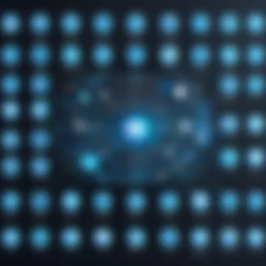 A visual representation of various tech disciplines, including data science, AI, and cybersecurity, depicted through icons and graphics.