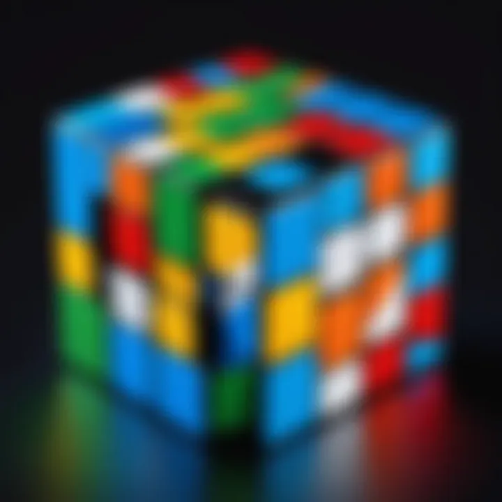 A fully solved Rubik's Cube showcasing its vibrant colors and structure