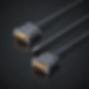 Efficient Cable Connection for Dual Monitors Sleek and efficient cable connection for dual monitors