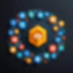 A collage showcasing various application development icons representing different functionalities.