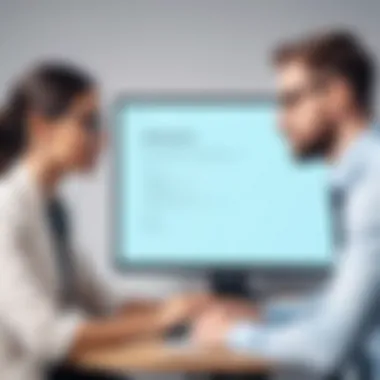 A person practicing interview responses with a mock interviewer.