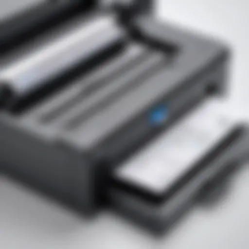 A close-up of a modern ledger printer showcasing its advanced features.