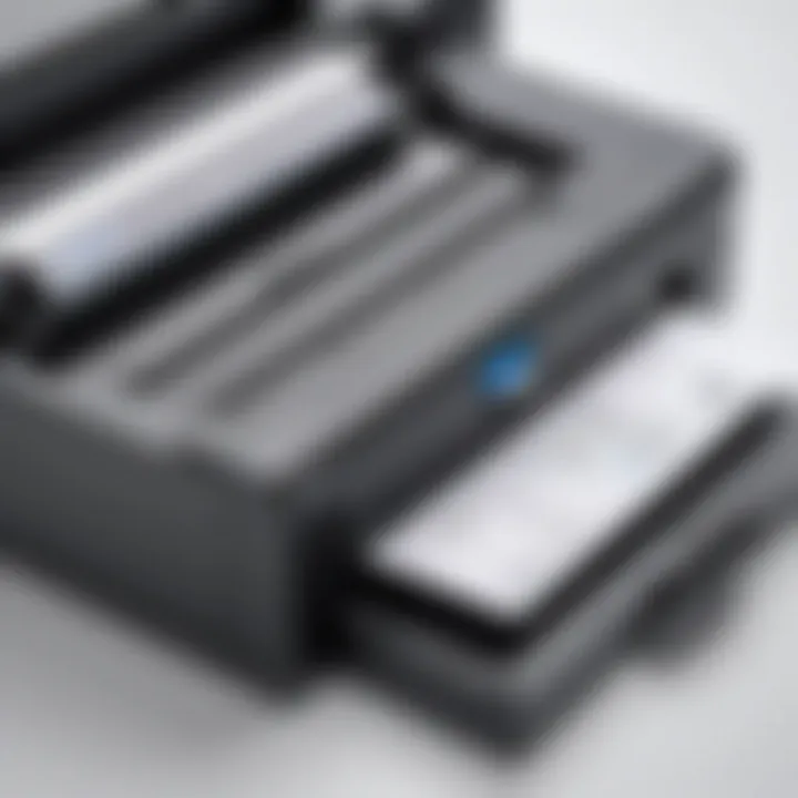 A close-up of a modern ledger printer showcasing its advanced features.