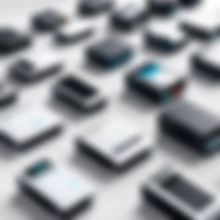 An array of different types of ledger printers used in various business environments.