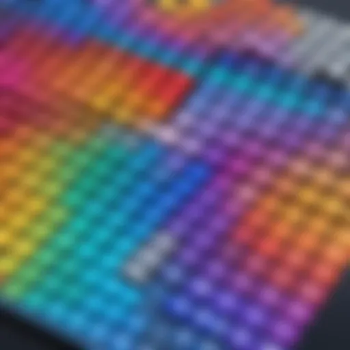 Visual representation of hexadecimal color codes in a palette