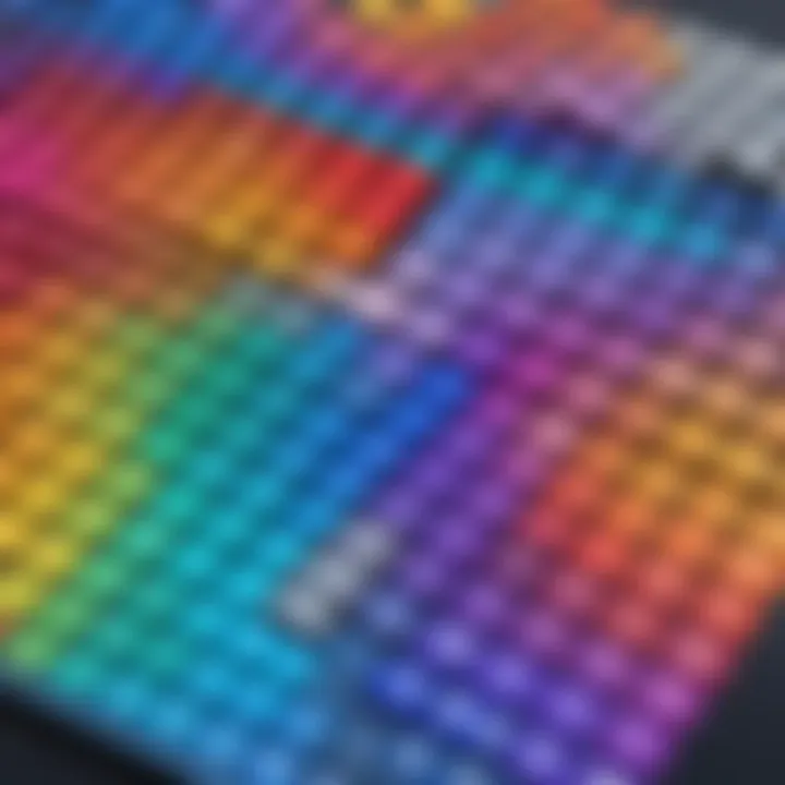 Visual representation of hexadecimal color codes in a palette