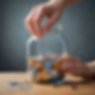 A close-up of a hand delicately manipulating a jar puzzle