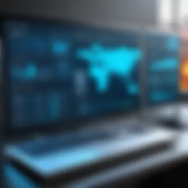Digital Firewall Interface Overview A modern digital firewall interface displaying network security statistics.