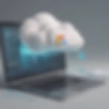 Visual depiction of downloading a file from a virtual cloud