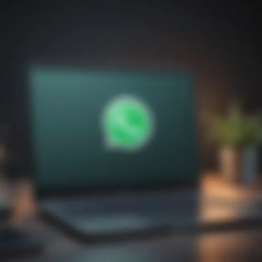 WhatsApp application icon on laptop screen